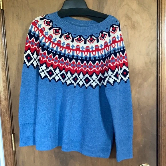 Chaps long sleeve sweater with fair isle like print L - Picture 4 of 14